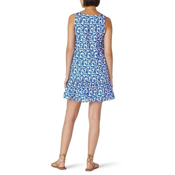 Thakoon Collective Printed Ruffle Dress Blue Womens Size 6 - Picture 3 of 12